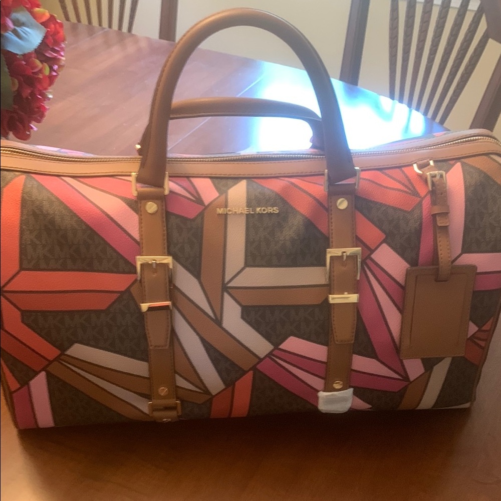 Michael Kors Pink and Brown Travel Bag